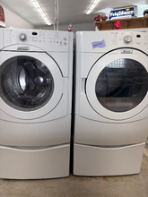 Load image into Gallery viewer, (T08918) Maytag Front Load Washer and Gas Dryer with pedistals Set - 8918