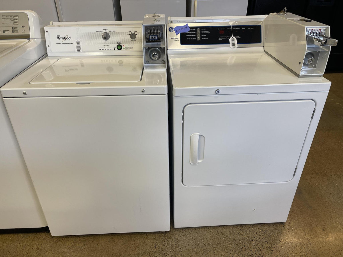 Whirlpool Coin Operated Washer and GE Coin Operated Gas Dryer Set