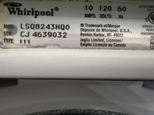 Load image into Gallery viewer, (T08989) Whirlpool Washer - 8989
