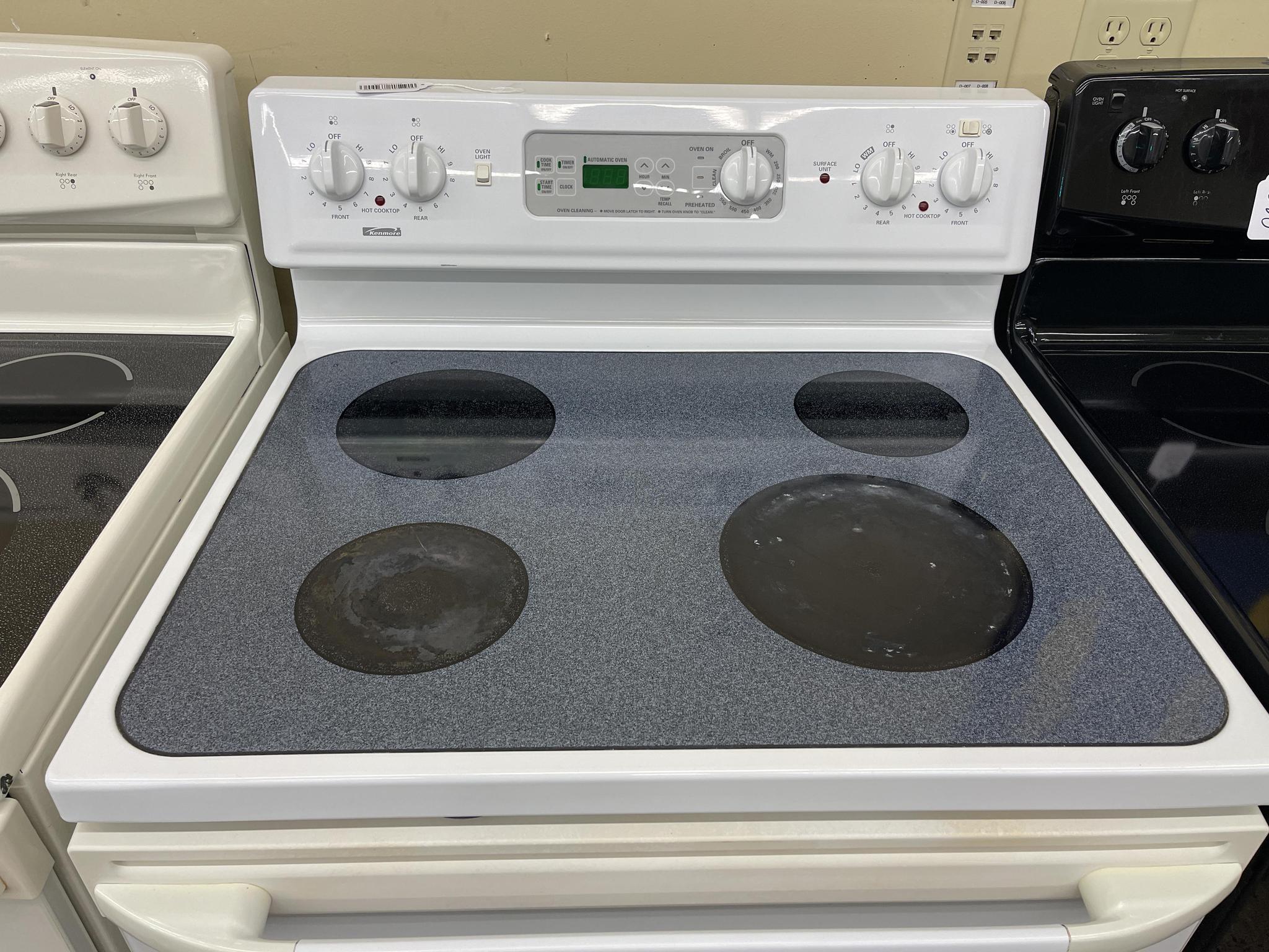 white kenmore glass top stove