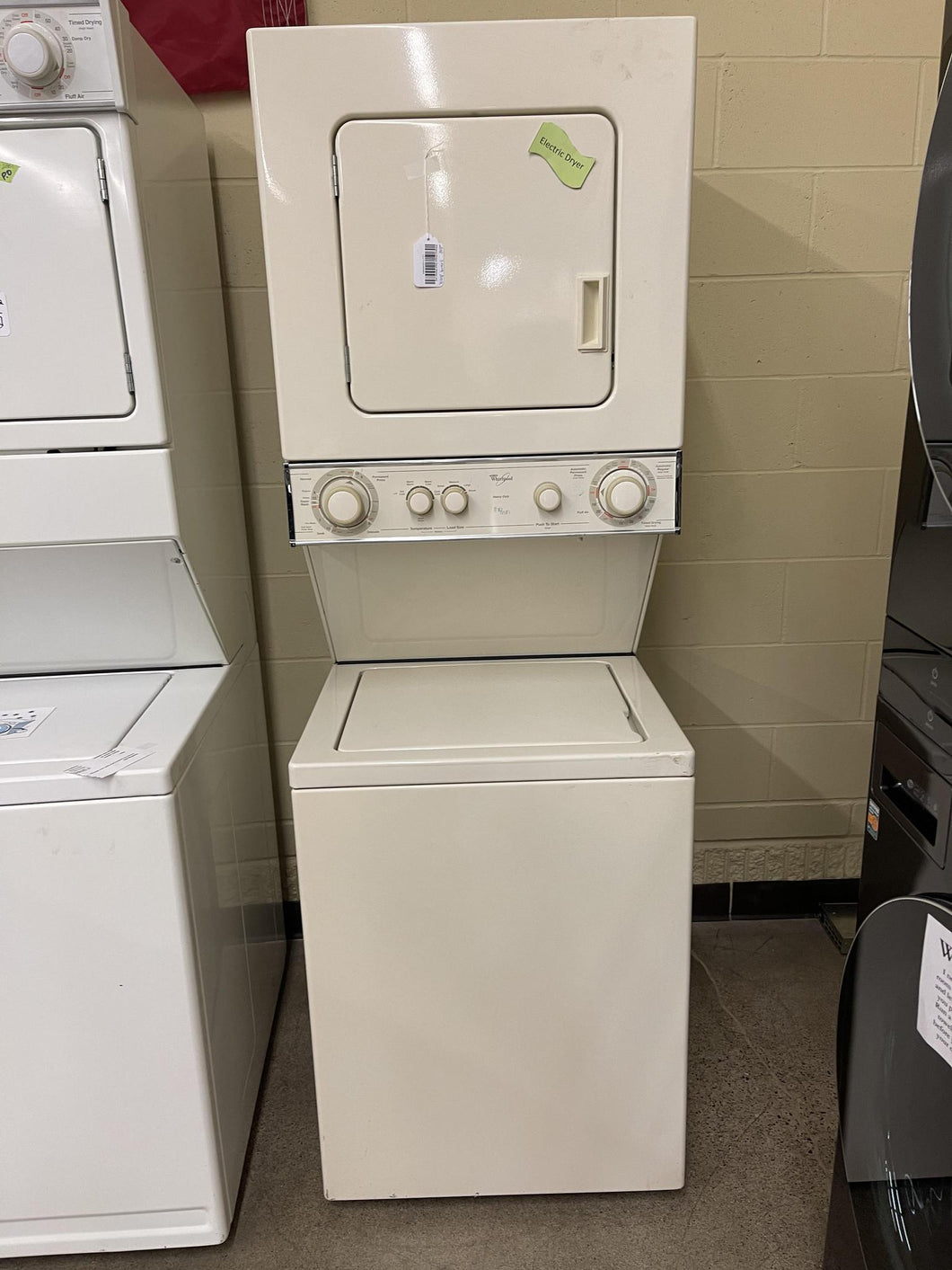 Whirlpool Bisque Stack Washer and Electric Dryer - 9980