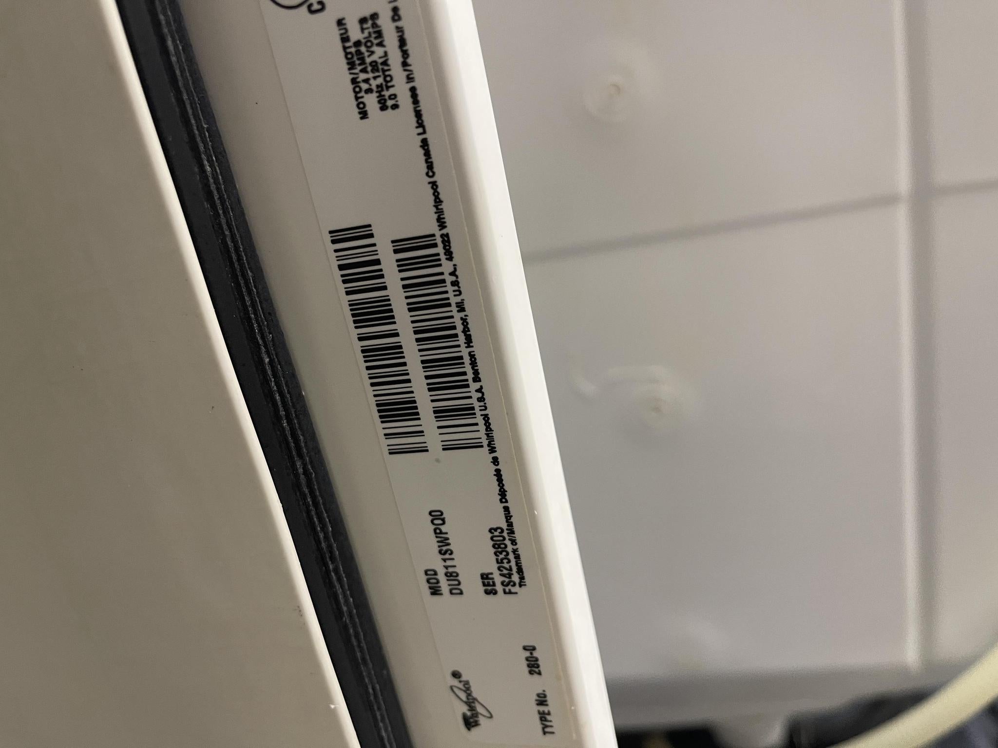 Whirlpool dishwasher amps hotsell